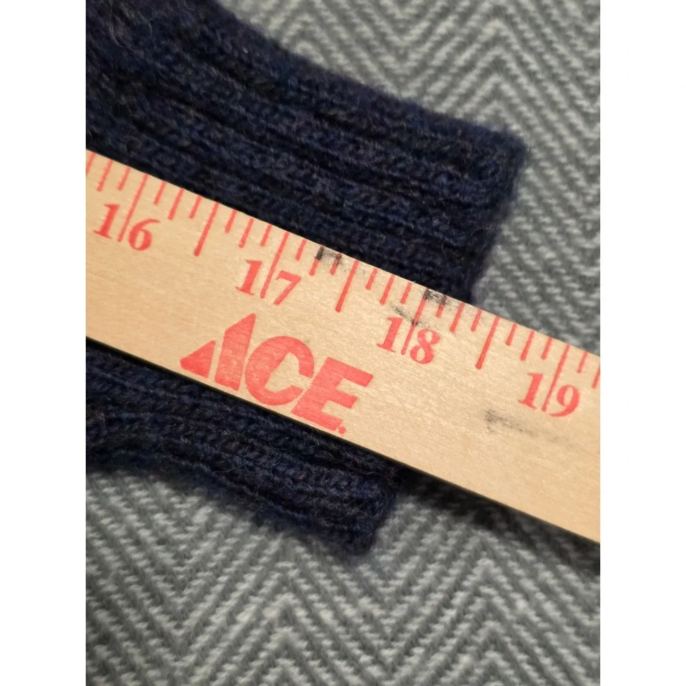 Alps Merrimac Valley Mens Navy Blue Cable Knit Wool Sweater Red Deer Head Size M